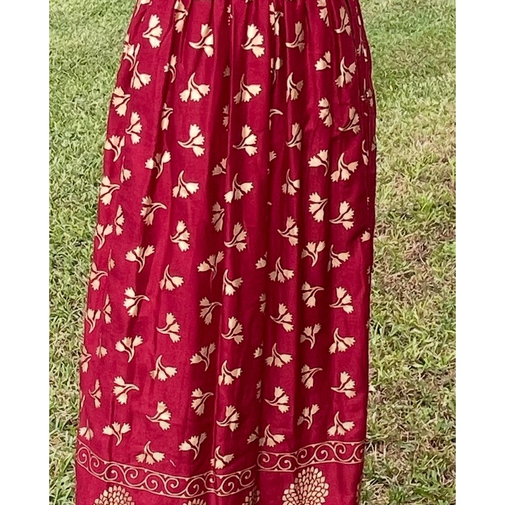 Lapogee  Dress Womens Medium Red and Gold Boho Maxi Floral Print. Sz.Medium - Picture 7 of 8
